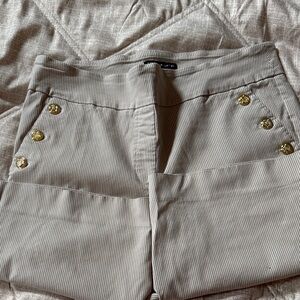 Counterparts Cream Ribbed High-Rise Pants with Black Label